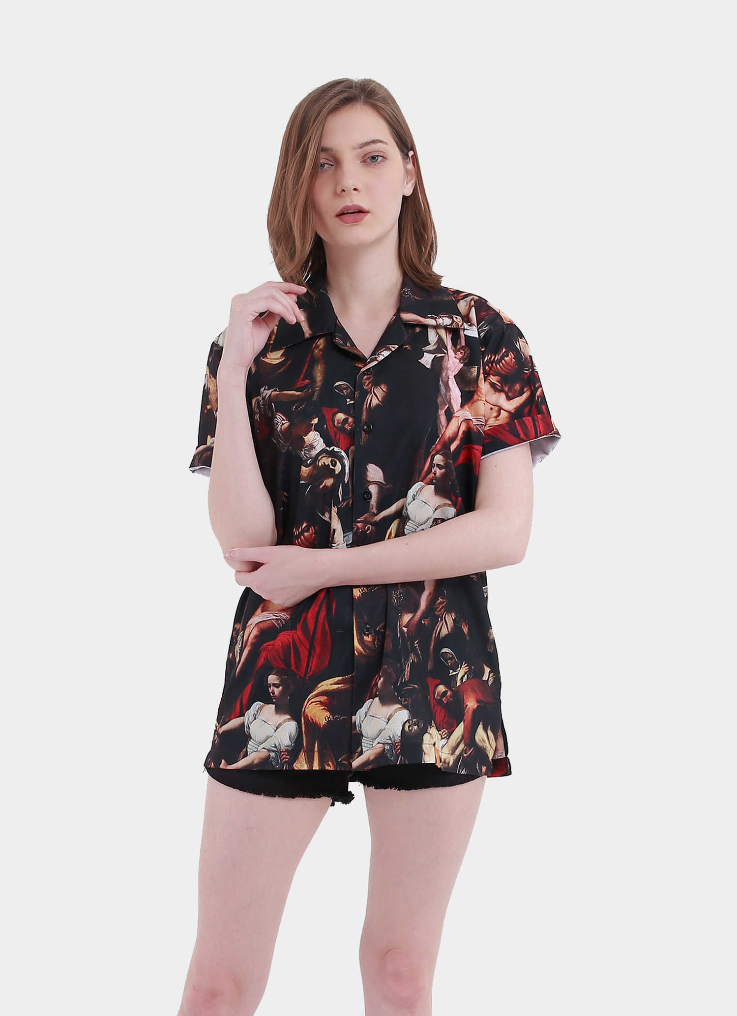 Product Women - Shirts - Extinction Cuban Pattern Shirt Black | Monstore