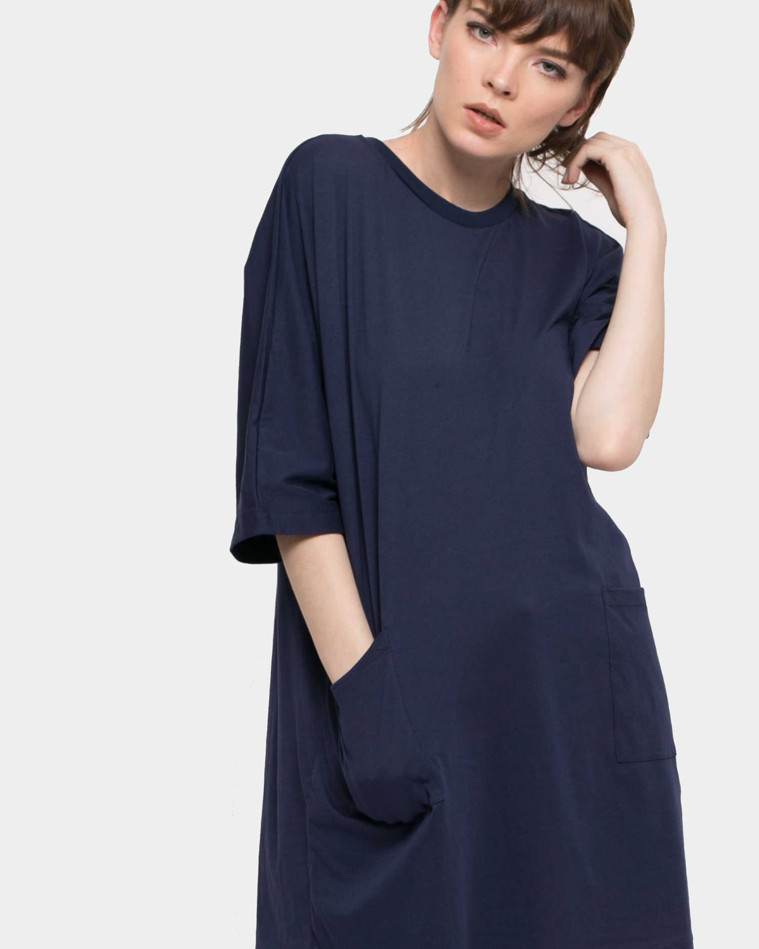 Product Women - Mini Dresses - Plain Pocket Dress Navy Blue | Monstore