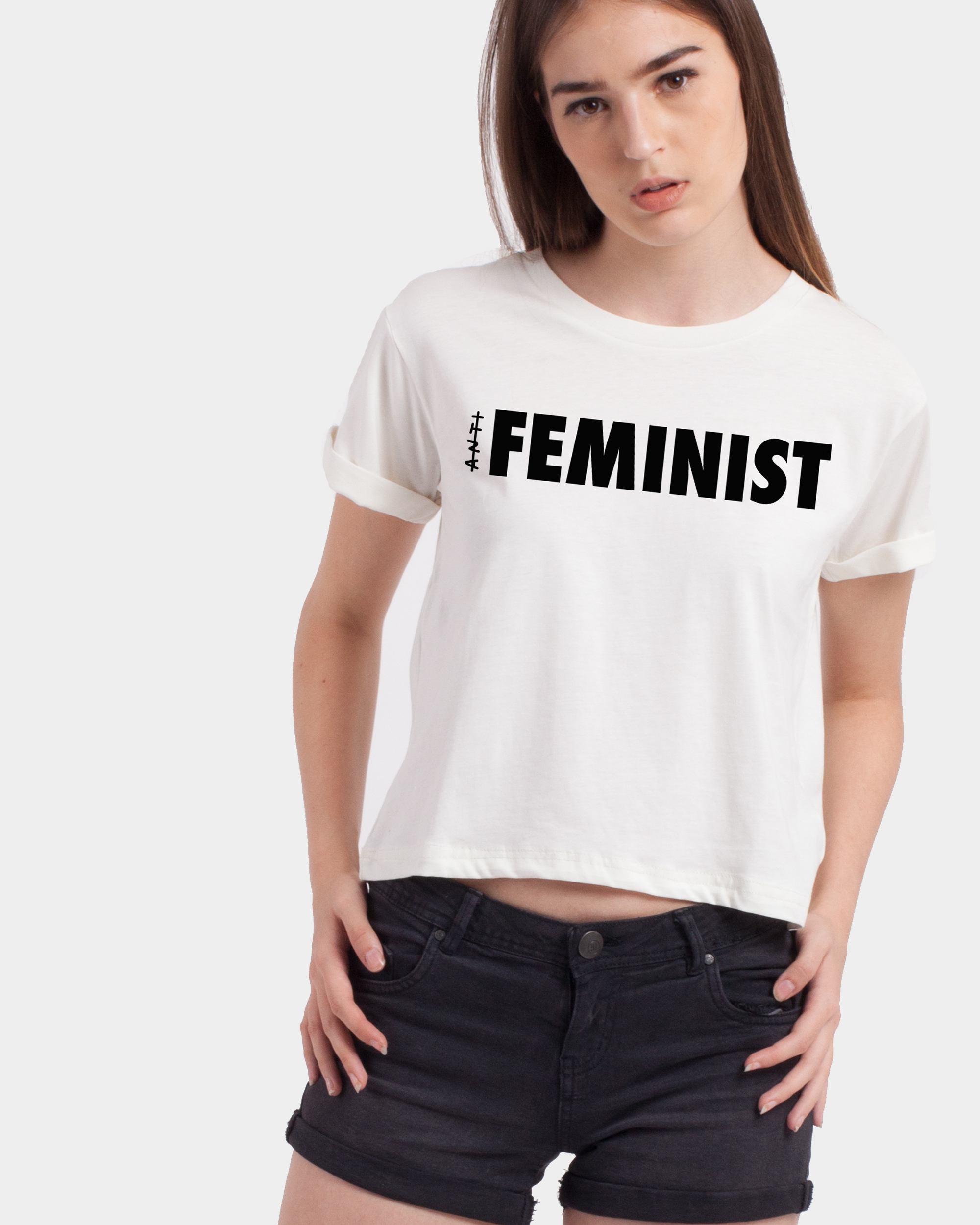 Product Women - Tops - Feminist Crop Top Off White | Monstore