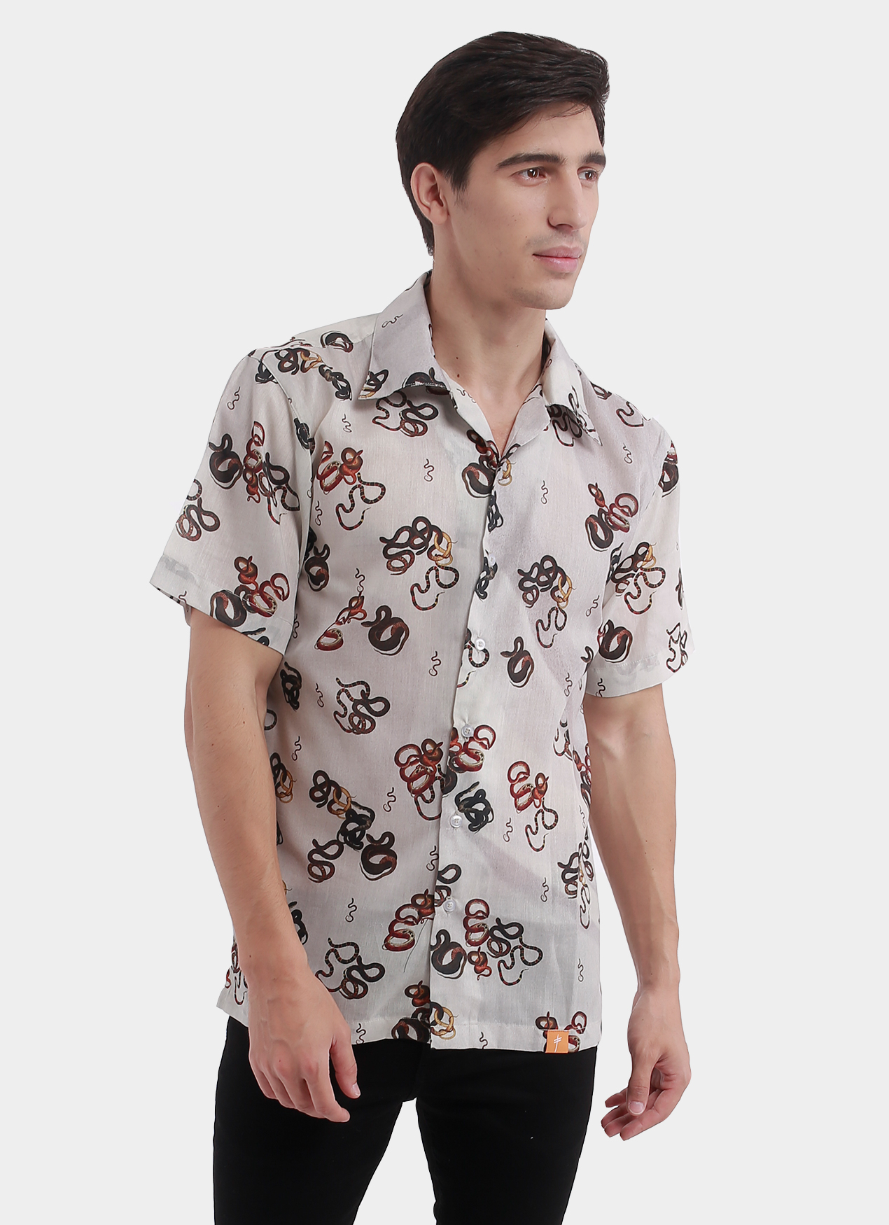 Product Men - Shirts - Snakes Pattern Cuban Shirt Beige | Monstore